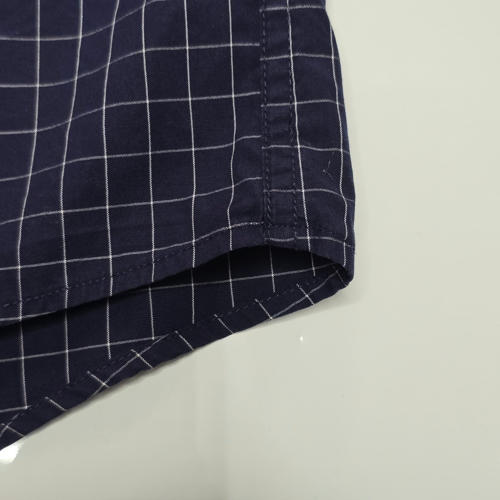 Tommy Hilfiger Button Down Shirt Mens XXL Navy Blue Windowpane 100s 2-Ply Cotton - Picture 4 of 13